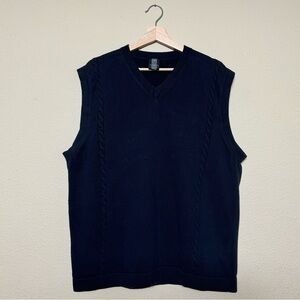 Nike Golf top mens large cotton blend knit vneck sweater vest black/blue